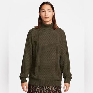 Nike Life Cable Knit Turtleneck Green Sweater